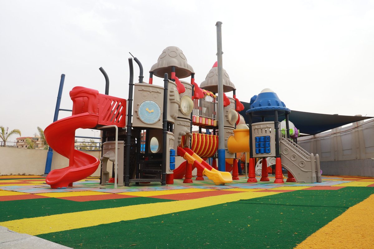 Children using the outdoor school playground